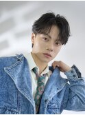 フェザーショートメンズパーマニュアンスシャドウパーマ波巻き