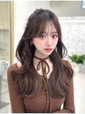 大人可愛い艶髪カラーくすみベージュくびれロングレイヤー
