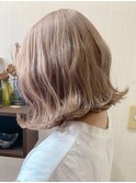 大人かわいい  モテ髪 外ハネ ボブ ミルクティー ベージュ
