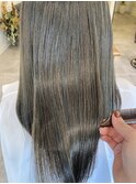 ブリーチなし透明感カラーオリーブグレージュ×ツヤ髪