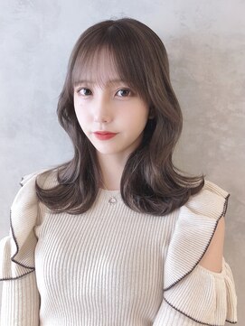 アイティー バイ アルバム 中野店(IT by ALBUM) マロングレージュくびれミディ_外ハネボブセクションカラー_8886