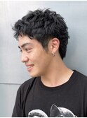 アッシュブラック短髪オーガニックカラーマッシュ_ba415402