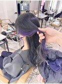 インナーカラーシアーカラーブルーラベンダー姫カットカール所沢