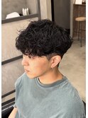 大分メンズ波巻きスパイラルパーマショート刈り上げマッシュ