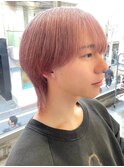渋谷メンズブリーチカラーミルクティーベージュセンターパート