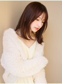 2030代40代50代アプリコットオレンジハイライトカラーくびれヘア