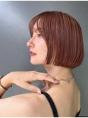 ぱっつんボブ ミニボブ シースルーバング 切りっぱなしボブA0907