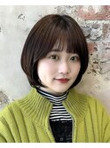 「岩田莉奈」地毛風縮毛矯正 ひし形ショートボブ 白髪染め 新宿