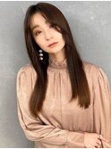 ロングヘア/韓国風バング/艶髪/サラサラヘア/センターパート