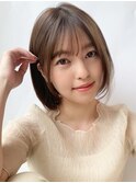大人可愛い 小顔ナチュラルボブ シースルバング