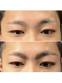 ビジネスマン 眉毛カット 薄いまばら眉毛改善 メンズ眉メイク