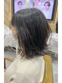 外ハネミディアムボブ×デジタルパーマ