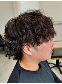 波巻きパーマメンズマッシュウルフツイストスパイラルパーマ