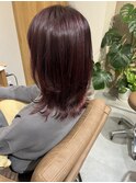 【プレミアムイルミナカラー】ボルドー×くびれレイヤーカット