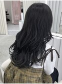 20代30代ロング黒髪アッシュグレージュ透明感カラー