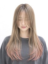 フッタ(Futta) ロングレイヤー×エンドカラーピンクベージュ