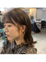 メーヴェ(Mowen) mowen 南堀江　インナーカラー×外はねボブ×透明感オレンジ