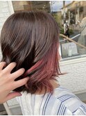 インナーカラー前下がりボブ ショコラアッシュ ヘルシースタイル