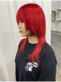 □#裾カラー#レイヤーカット#ウルフ#エンドカラー#赤