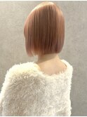 福井　大和田　ハイトーンボブ　ピンクベージュ　ホワイトピンク