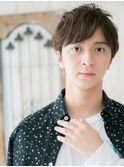 20代30代前髪パーマカジュアルアースカラーメンズショートZ