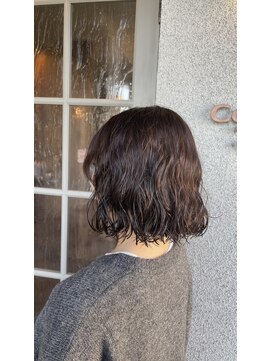 冬ブラウン×ボブパーマ