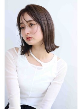 ムウ 難波(MOU) ボブ暗めカラーグランマッシュデザインカラー20代30代40代50代