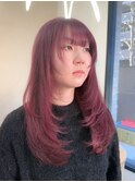 ピンクラベンダー×レイヤーカット