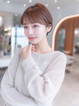 エースハバナ 渋谷(1 HAVANA) 20代30代大人かわいい/斜めバンググレージュカラー/ショートボブ