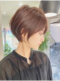 斜めバング グレージュカラー シルキーベージュ マッシュパーマ
