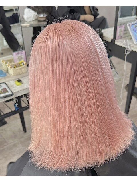 セミディ姫カットカールシアーカラーホワイトピンク美髪所沢練馬