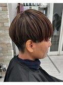 刈り上げマッシュハイライトカラーメンズライクボーイッシュ