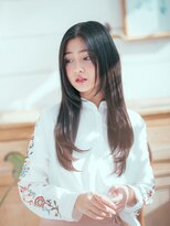 カバーヘア ブリス 志木南口駅前店(COVER HAIR bliss)&nbsp;暗髪オリーブグレージュ艶感ストレートロングレイヤーtk3志木