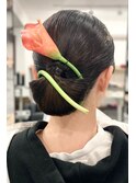 和装ヘアセット/着物アレンジ/タイトシニョン/シンプル/朝霞