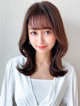 ラルユー 金山(LallYou) デジタルパーマ前髪パーマ韓国くびれミディアムチェリーブラウン