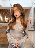 レイヤーカット×ベージュ