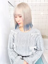 フウ(fuh) ホワイト×水色/design color/デザイン/インナーカラー