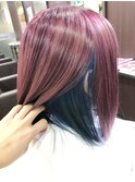 【BROAD HAIR】ピンク×インナーブルー