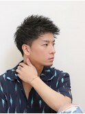ジェットモヒカン黒髪スパイキーアップバング