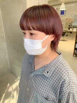 テトヘアー(teto hair) マッシュウルフ、ワイドバング、ピンクベージュ