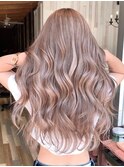 ダブルカラーピンクベージュベージュカラーケアブリーチレイヤー