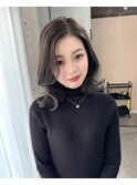 グレージュ/韓国風/レイヤーカット/ダブルカラー/オリーブカラー