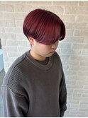 ブリーチありレッドカラー/ハンサムショート/刈り上げショート