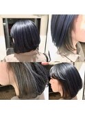 インナーカラー×前下がりボブ