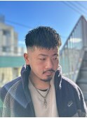 束感ツーブロックマッシュスキンフェードクロップメンズショート