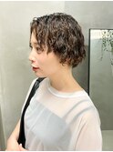 パーマ　ショートパーマ　前髪長め　スパイラルパーマ