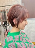 丸みショートマッシュショート大人ショートコーラルピンク