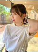 ナチュラル小顔前髪あり後れ毛サイドバング結べるボブくびれヘア