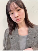 ビュートリアム 福岡(BEAUTRIUM)&nbsp;前髪ありセミディ切りっぱなしボブロブシースルー20代30代40代