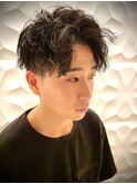 メンズパーマ/センターパート/ツーブロ